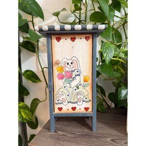 Hand-Painted Wooden Bunny Cabinet